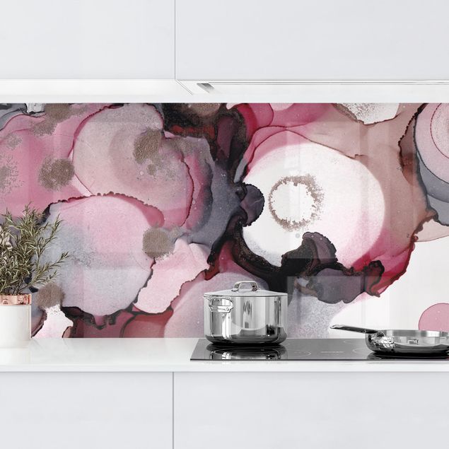 Platte Küchenrückwand Pink-Beige Tropfen mit Roségold