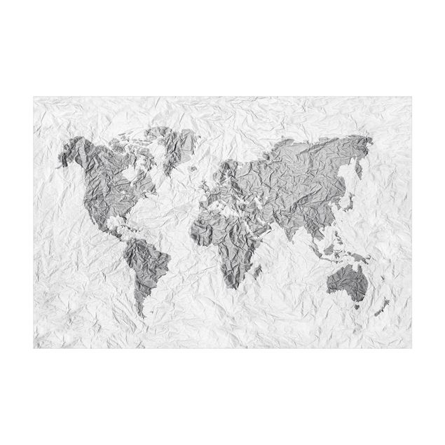 Teppich Weltkarte Papier Weltkarte Weiß Grau