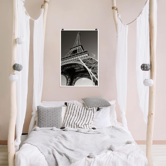 Poster schwarz-weiß Fotografie Eiffelturm