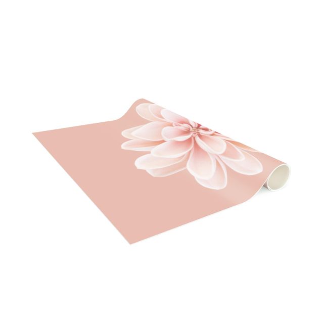Teppich Blumenmuster Dahlie Rosa Pastell Weiß Zentriert