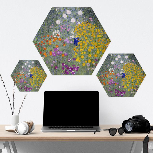 Hexagon Bild Alu-Dibond - Gustav Klimt - Bauerngarten