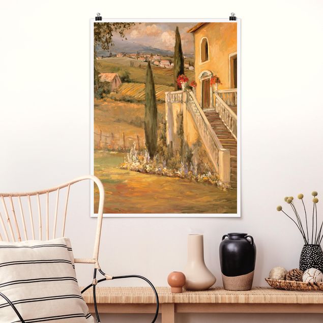 XXL Poster Italienische Landschaft - Haustreppe