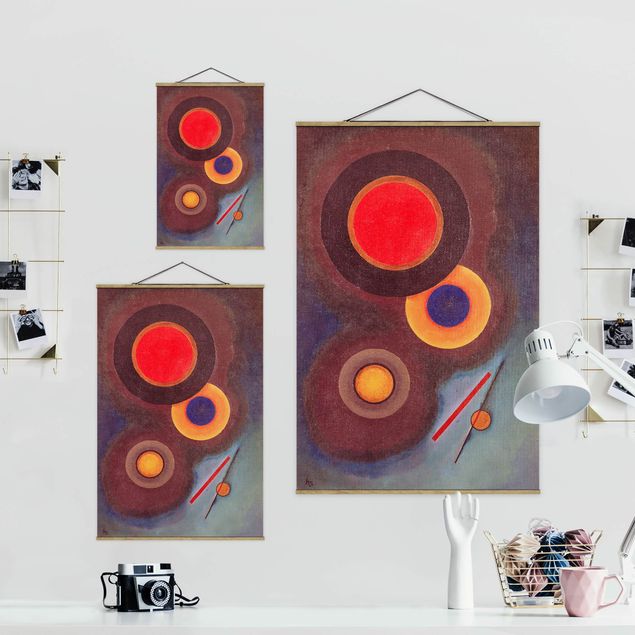 Stoffbild mit Posterleisten - Wassily Kandinsky - Kreise und Linien - Hochformat 2:3