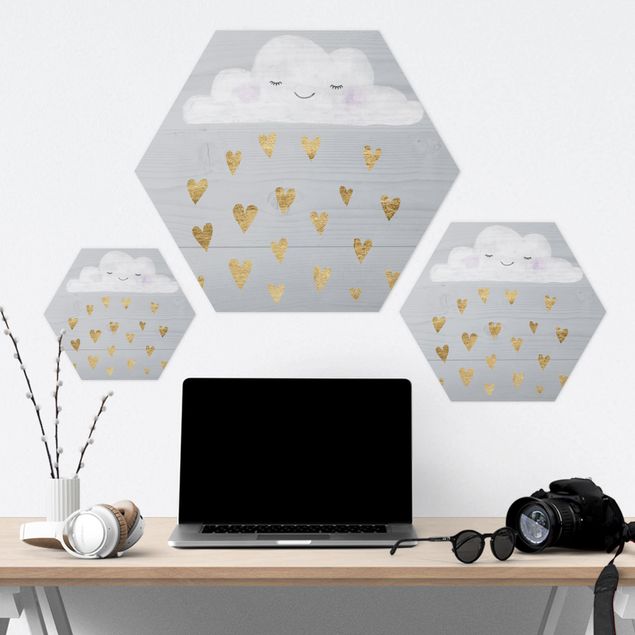 Hexagon Bild Forex - Wolke mit goldenen Herzen