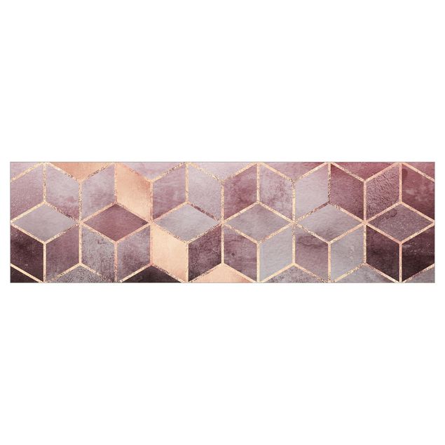 Küchenrückwand - Rosa Grau goldene Geometrie