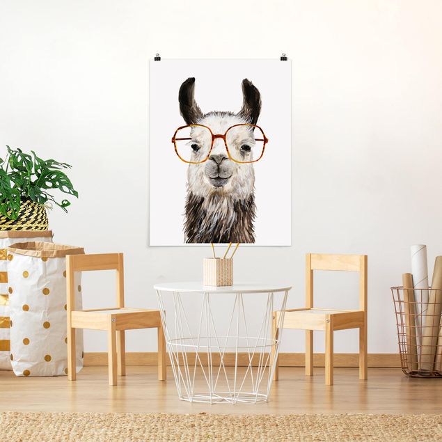 Moderne Poster Hippes Lama mit Brille IV