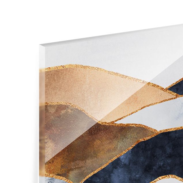 Spritzschutz Glas - Goldene Berge Aquarell - Querformat - 2:1