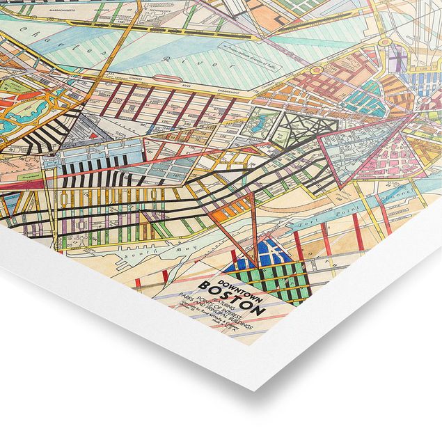 Poster - Moderne Karte von Boston - Querformat 2:3