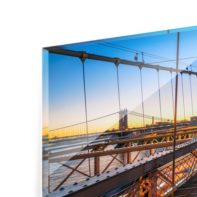 Spritzschutz Glas - Morgenblick von der Brooklyn Bridge - Panorama 5:2