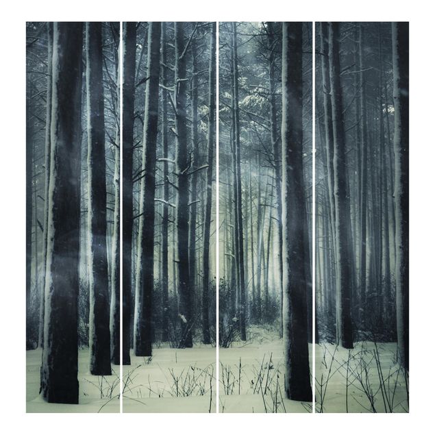 Schiebegardinen Set - Mystischer Winterwald - Flächenvorhänge