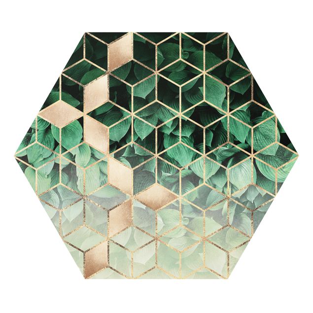 Hexagon Bild Forex - Grüne Blätter goldene Geometrie