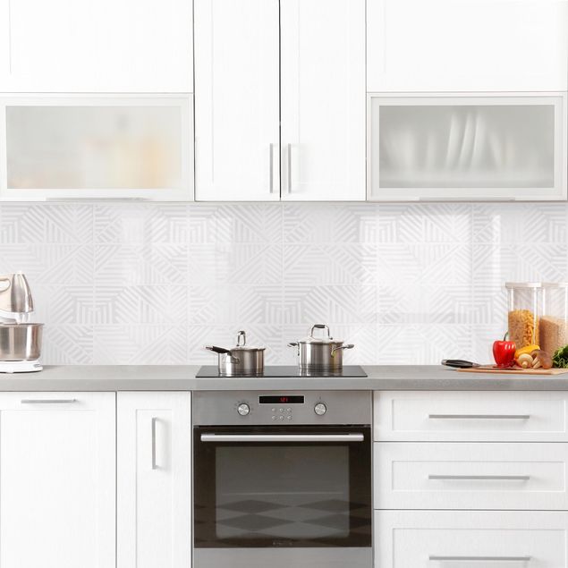 Küchenrückwand selbstklebend Linienmuster Stempel in Weiß