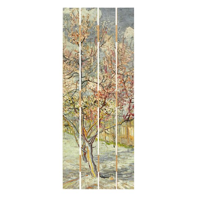 Holzbild - Vincent van Gogh - Blühende Pfirsichbäume - Hochformat 5:2