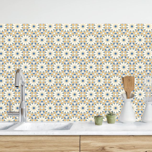 Platte Küchenrückwand Orientalisches Muster mit gelben Sternen