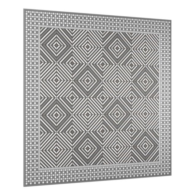 Spritzschutz Geometrische Fliesen Strudel Grau mit Mosaikrahmen
