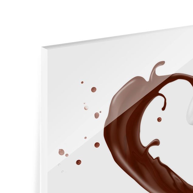 Spritzschutz Glas - Schokoladen Milch Herz - Querformat - 3:2