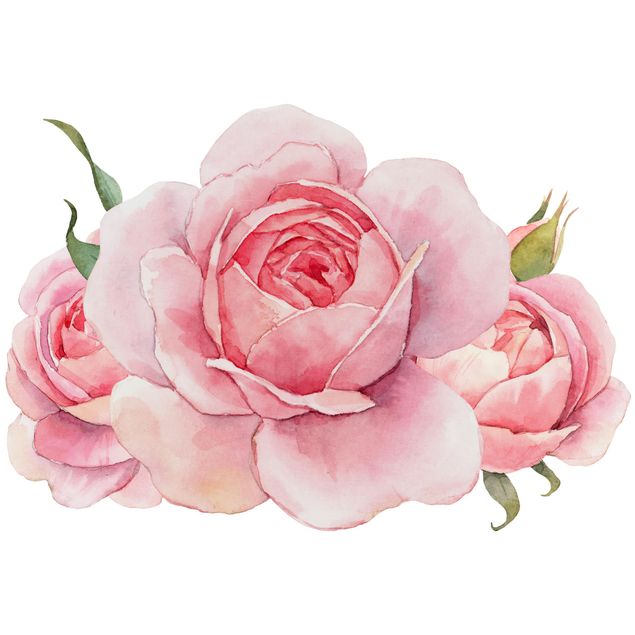 Wandtattoo - Aquarell Rosa Rose XXL