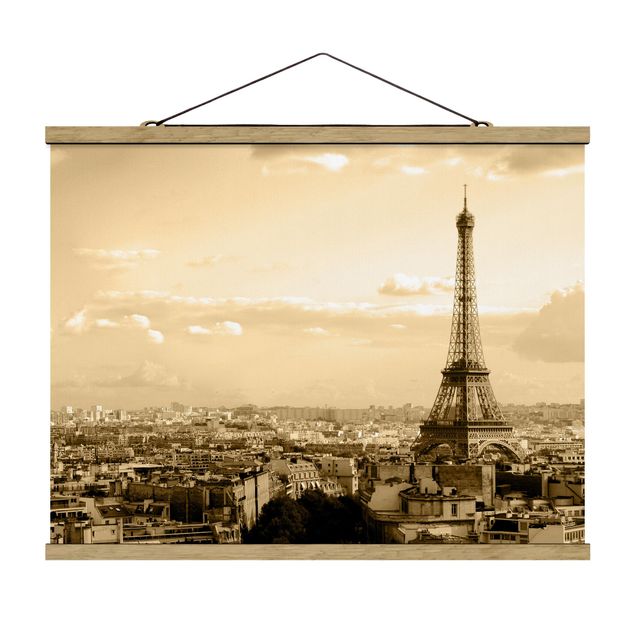 Stoffbild mit Posterleisten - I Love Paris - Querformat 4:3