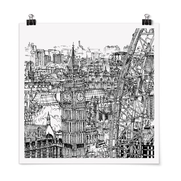 Poster - Stadtstudie - London Eye - Quadrat 1:1