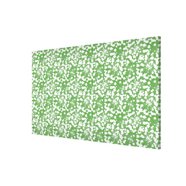 Magnettafel - Natürliches Muster Pusteblume mit Punkten vor Grün - Hochformat 3:2