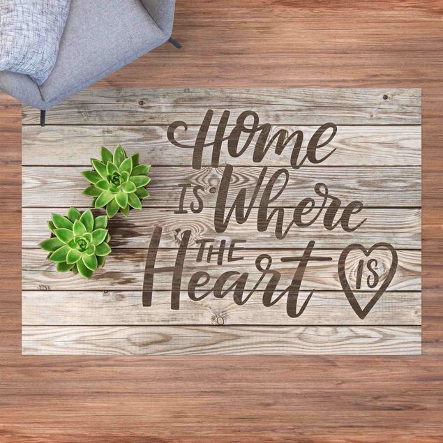 Teppich Balkon Home is where the Heart is auf Holzplanke