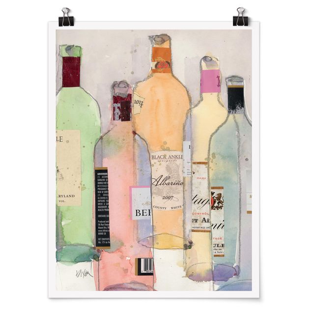 Poster Weinflaschen in Wasserfarbe II