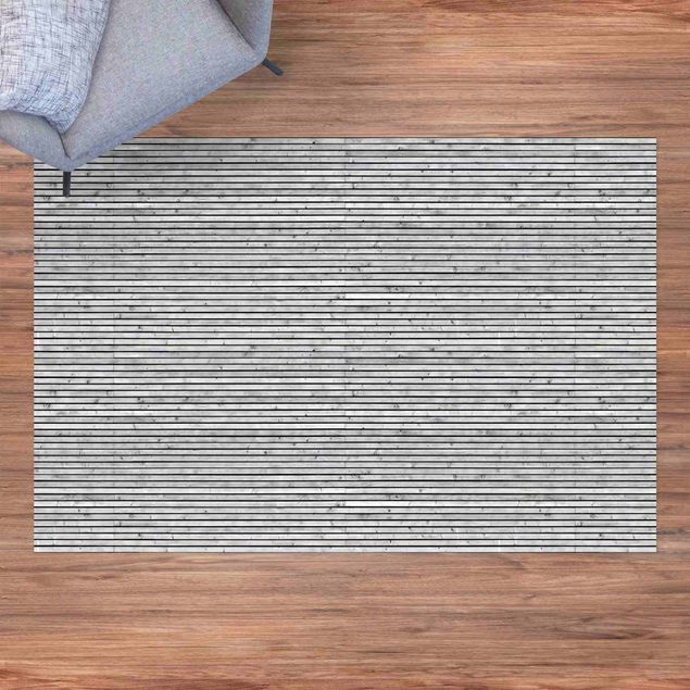 Teppich für Balkon Holzwand mit schmalen Leisten schwarz weiß