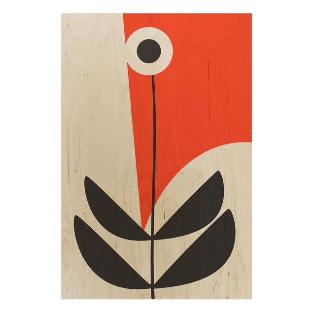 Holzbilder Abstrakte Formen - Blume Rot