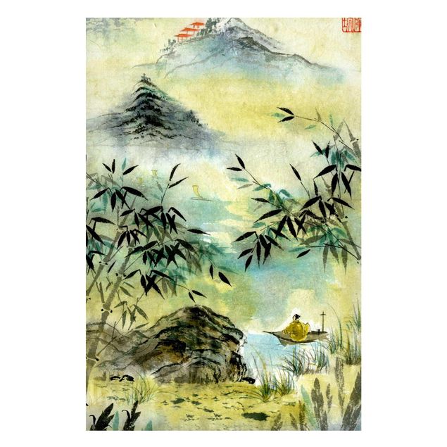 Magnettafeln Syklines Japanische Aquarell Zeichnung Bambuswald