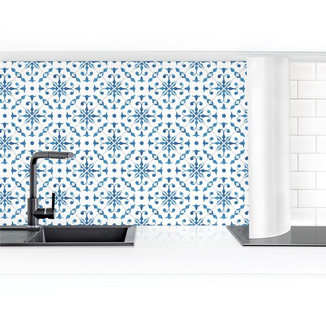 Küchenrückwand selbstklebend Aquarell Fliesen - Tavira