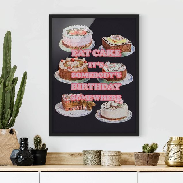 Bild mit Rahmen - Eat Cake It's Birthday - Hochformat 3:4