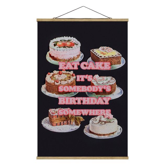 Stoffbild mit Posterleisten - Eat Cake It's Birthday - Hochformat