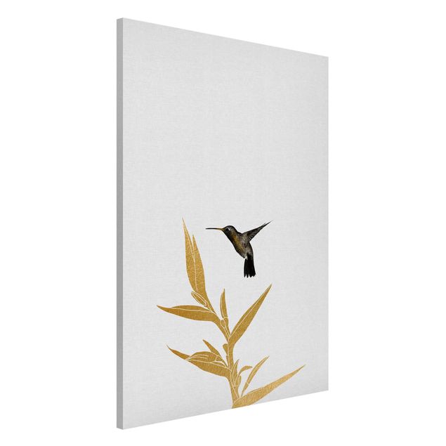Magnettafel - Kolibri und tropische goldene Blüte II - Hochformat 2:3