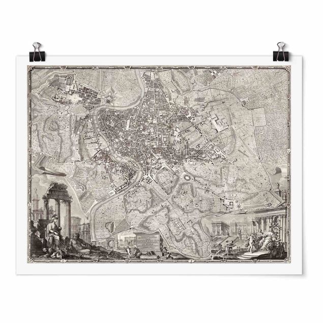 Poster - Vintage Stadtplan Rom - Querformat 3:4