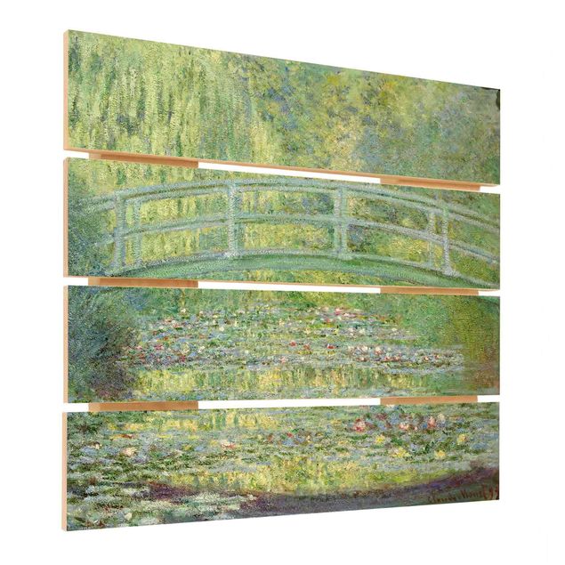Holzbild - Claude Monet - Japanische Brücke - Quadrat 1:1
