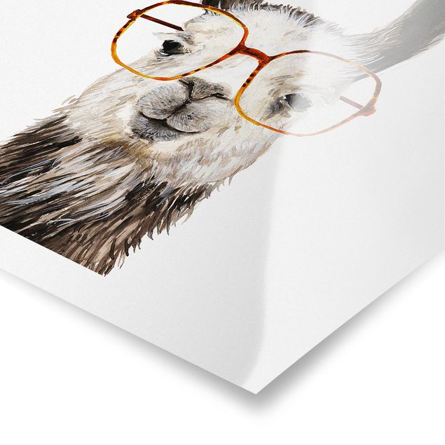 Poster - Hippes Lama mit Brille IV - Quadrat 1:1