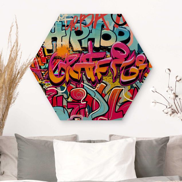 Holzbild mit Spruch HipHop Graffiti