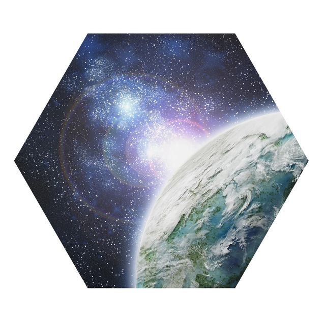 Hexagon Bild Alu-Dibond - Galaxy Light
