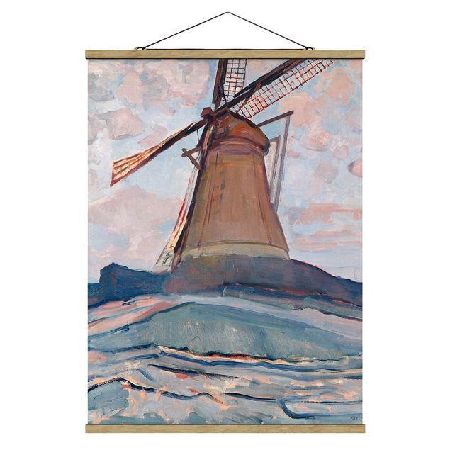 Stoffbilder mit Posterleisten Piet Mondrian - Windmühle