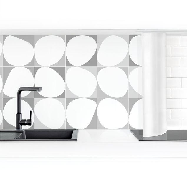 Küchenrückwand selbstklebend Oval Fliesen - Grau
