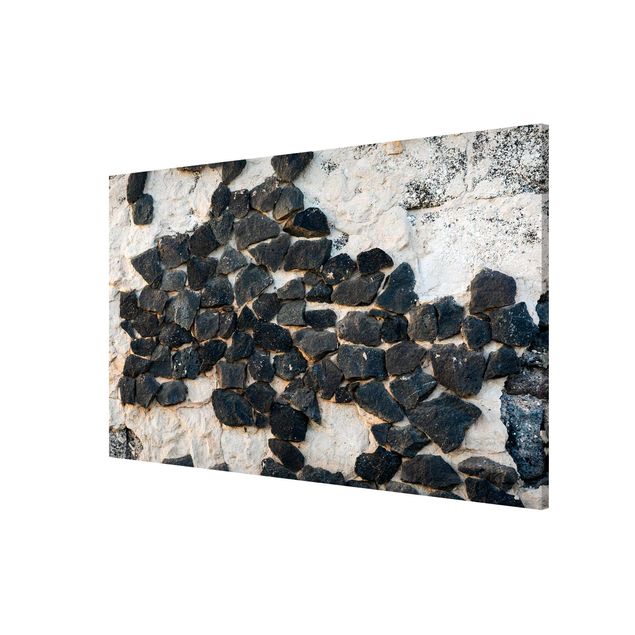 Magnettafel Design Mauer mit Schwarzen Steinen