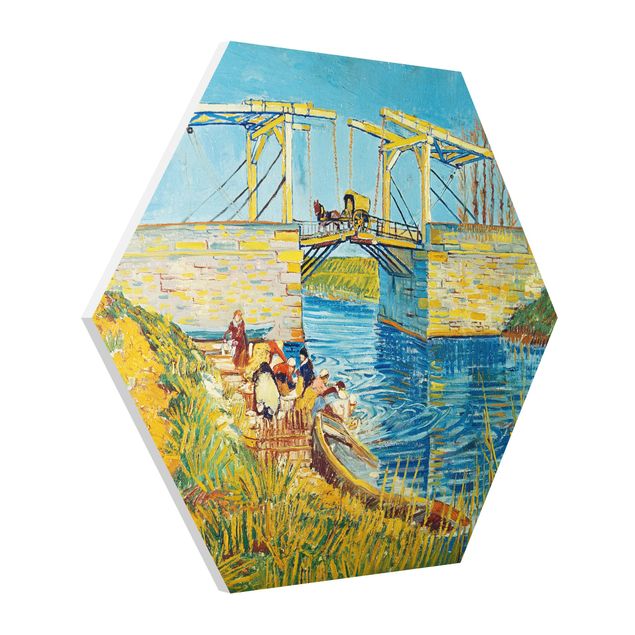 Hexagon Wandbild Vincent van Gogh - Zugbrücke in Arles