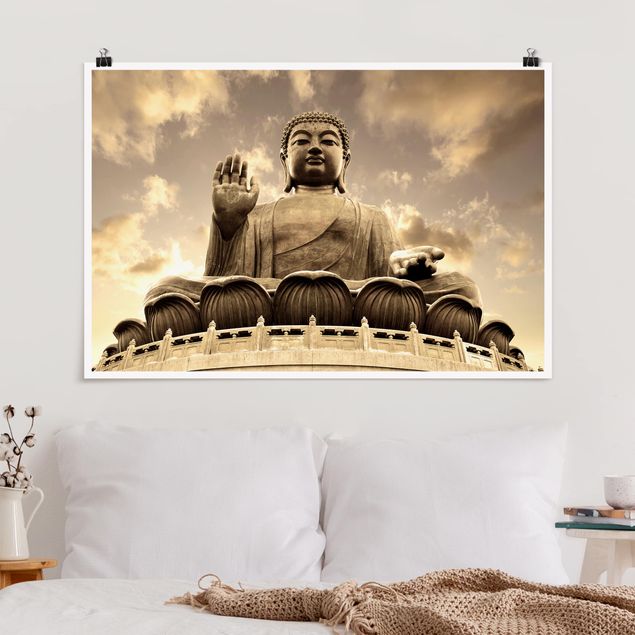 Wand Poster XXL Großer Buddha Sepia