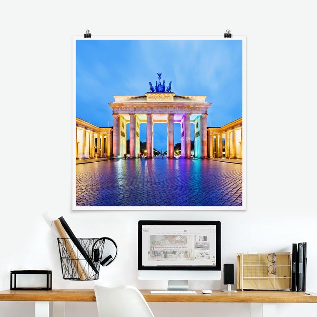 Poster - Erleuchtetes Brandenburger Tor - Quadrat 1:1