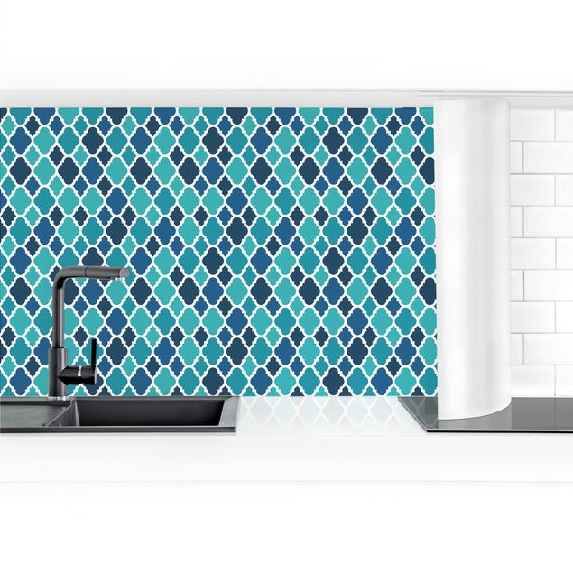Küchenrückwand selbstklebend Orientalisches Muster mit türkisen Ornamenten