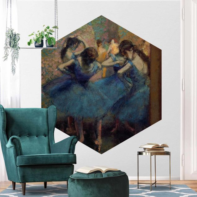 Hexagon Tapete Edgar Degas - Blaue Tänzerinnen