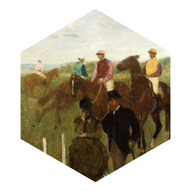 Tapeten Vlies Edgar Degas - Jockeys auf Rennbahn