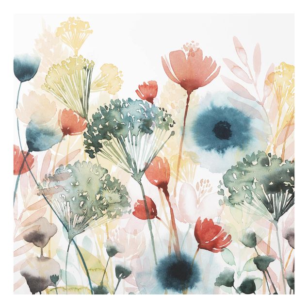 Glas Spritzschutz - Wildblumen im Sommer I - Quadrat - 1:1