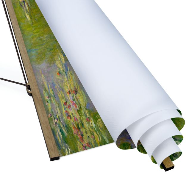Stoffbild mit Posterleisten - Claude Monet - Grüne Seerosen - Querformat 3:2