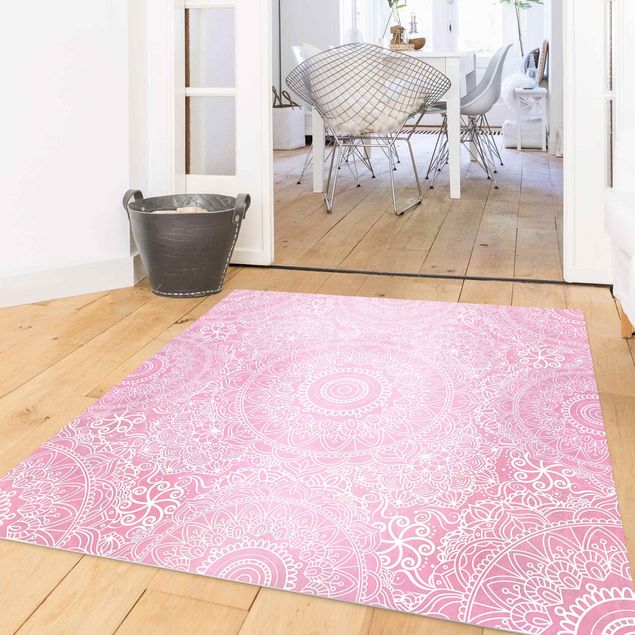 Moderner Teppich Muster Mandala Rosa